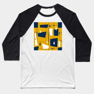 Blue Gold White MidCentury 2 Baseball T-Shirt